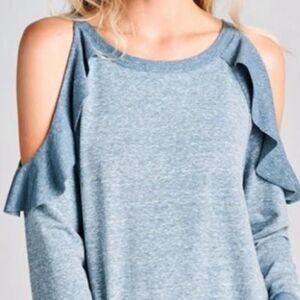 Ruffled Cold Shoulder Sweatshirt